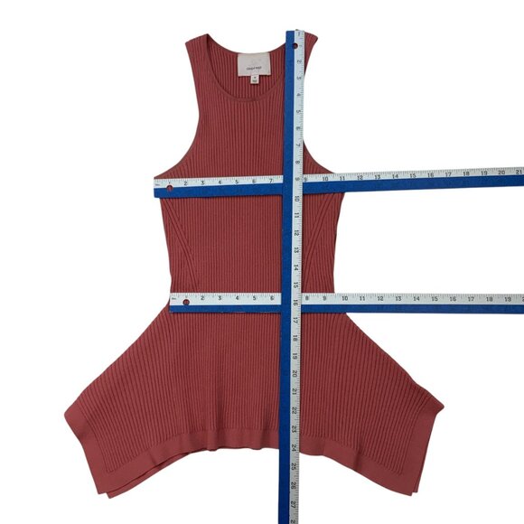 Cinq A Sept Ellen Knit Tank Top M Rosewood Handkerchief Ribbed - Picture 5 of 12